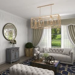 8 Light Gold Wood Chandelier by Litton Lane