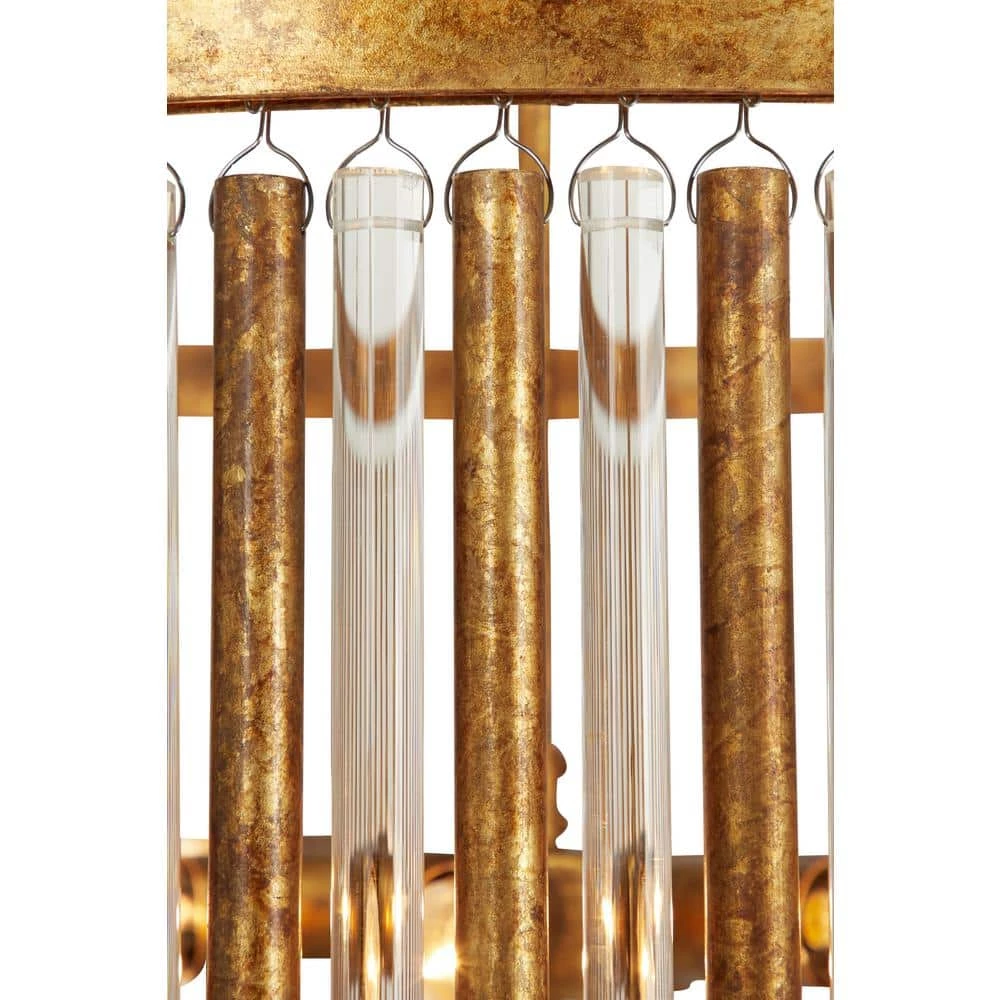 6 Light Brass Metal Chandelier by Litton Lane 10 6 Light Brass Metal Chandelier by Litton Lane - Image 8