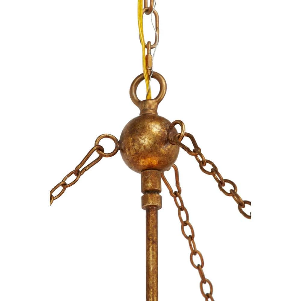 6 Light Brass Metal Chandelier by Litton Lane 8 6 Light Brass Metal Chandelier by Litton Lane - Image 6