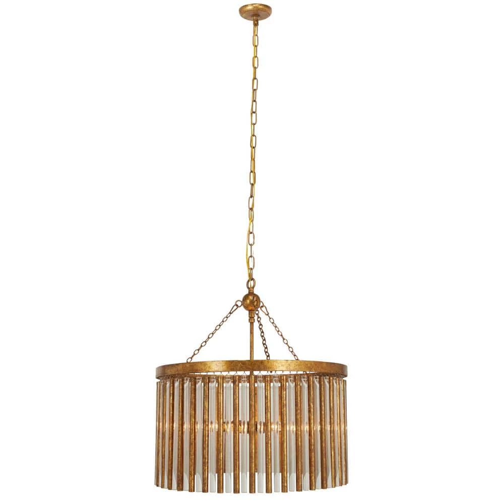 6 Light Brass Metal Chandelier by Litton Lane 3 6 Light Brass Metal Chandelier by Litton Lane
