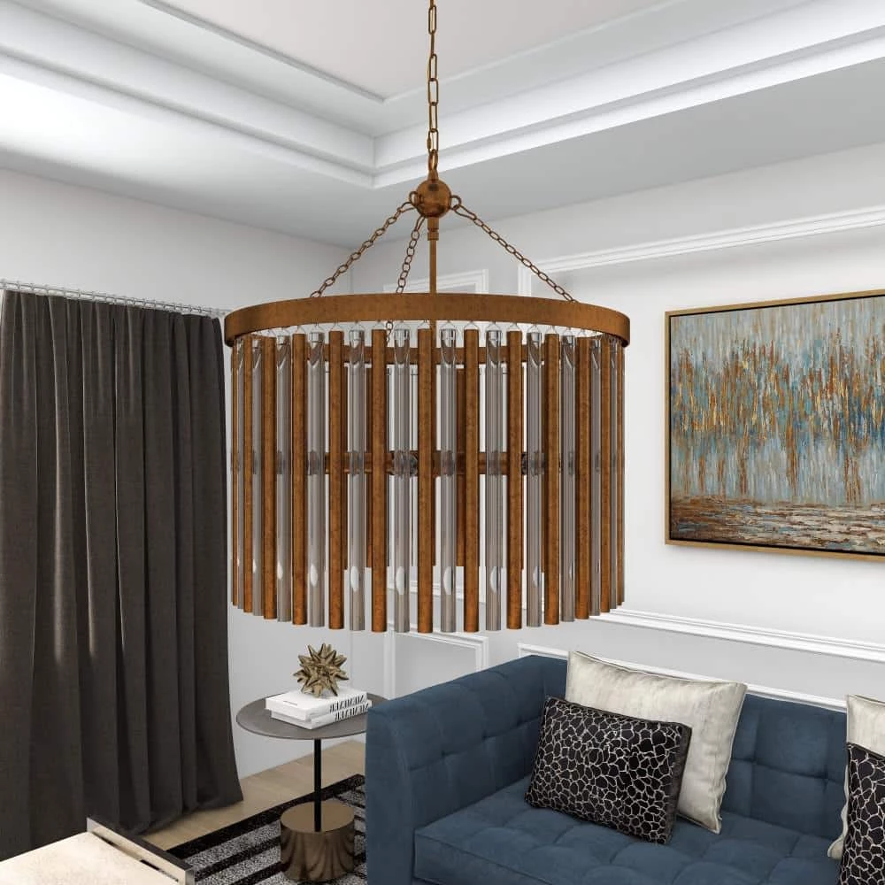 6 Light Brass Metal Chandelier by Litton Lane 13 6 Light Brass Metal Chandelier by Litton Lane - Image 11