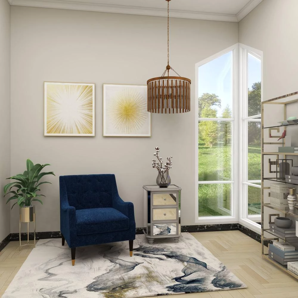 6 Light Brass Metal Chandelier by Litton Lane 4 6 Light Brass Metal Chandelier by Litton Lane - Image 2