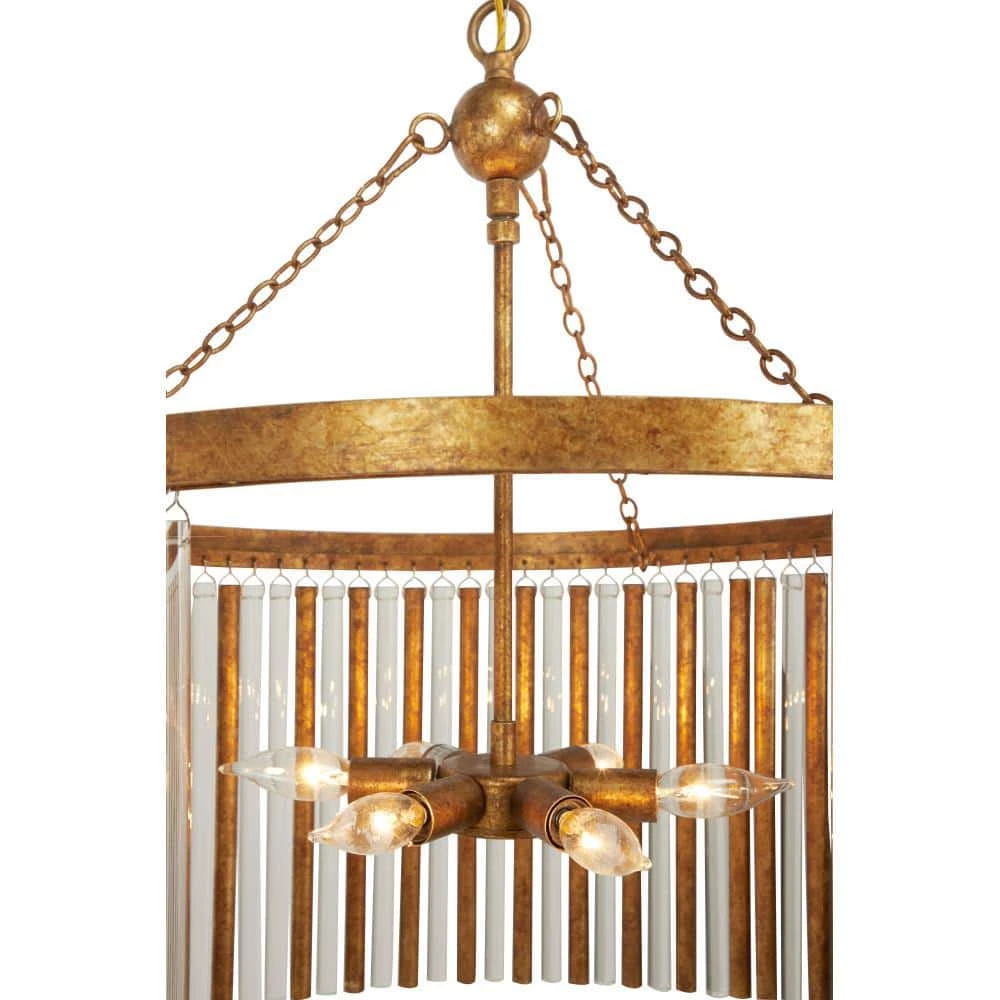 6 Light Brass Metal Chandelier by Litton Lane 11 6 Light Brass Metal Chandelier by Litton Lane - Image 9