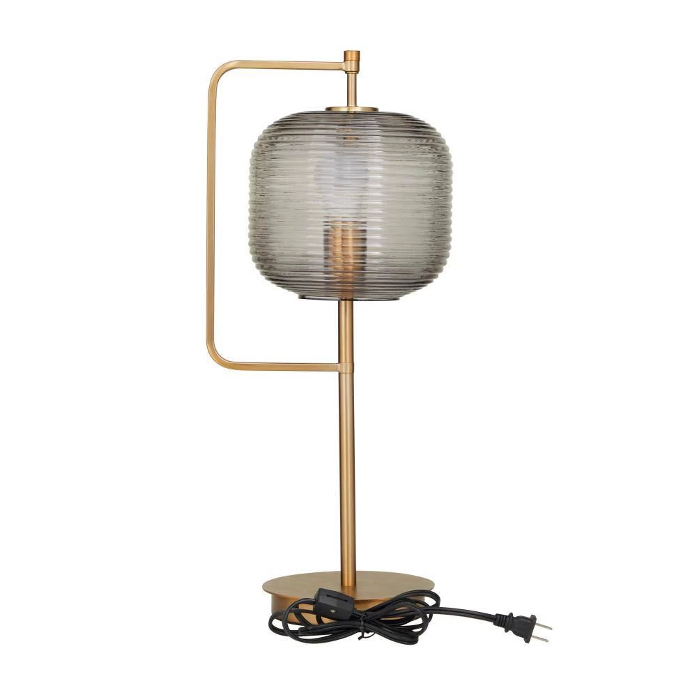 22 in. Gold Rectangle Metal Contemporary Table Lamp by Litton Lane 4 22 in. Gold Rectangle Metal Contemporary Table Lamp by Litton Lane - Image 2