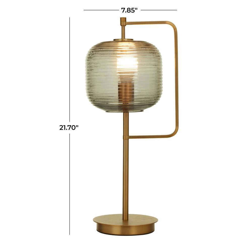 22 in. Gold Rectangle Metal Contemporary Table Lamp by Litton Lane 8 22 in. Gold Rectangle Metal Contemporary Table Lamp by Litton Lane - Image 6