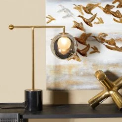 19 in. Gold Metal Contemporary Desk Lamp by Litton Lane -Litton Lane Sales gold litton lane desk lamps 042912 31 1000