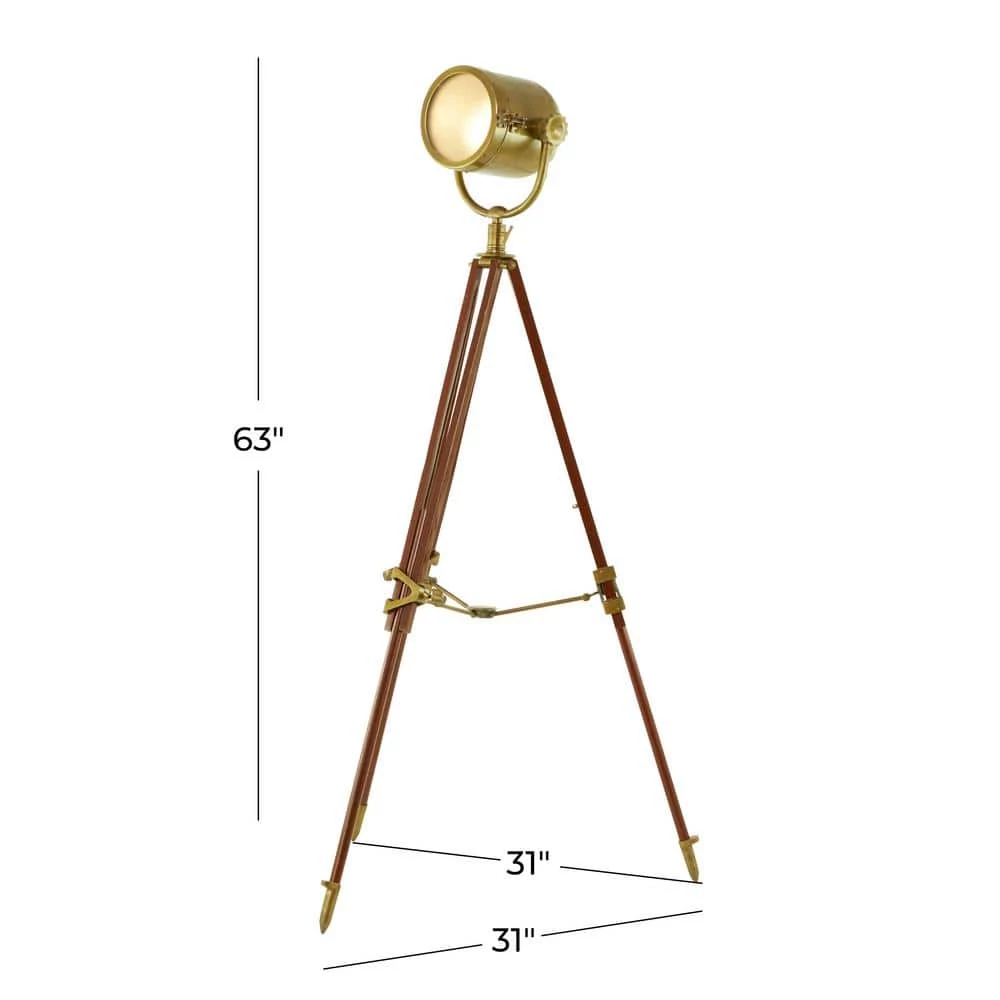 63 in. Gold Aluminum Vintage Floor Lamp by Litton Lane 10 63 in. Gold Aluminum Vintage Floor Lamp by Litton Lane - Image 8