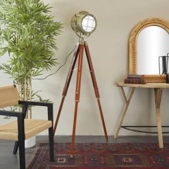 68 In. Gold Stainless Steel Vintage Floor Lamp by Litton Lane -Litton Lane Sales gold litton lane floor lamps 042056 31 1000