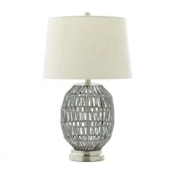 25 in. Grey Cotton Coastal Table Lamp by Litton Lane
