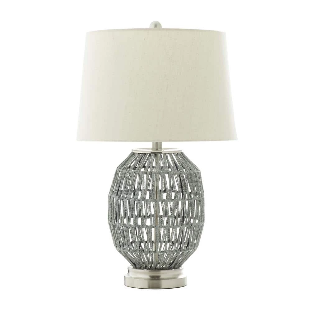 25 in. Grey Cotton Coastal Table Lamp by Litton Lane 3 25 in. Grey Cotton Coastal Table Lamp by Litton Lane