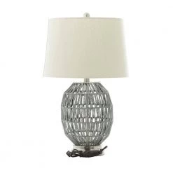 25 in. Grey Cotton Coastal Table Lamp by Litton Lane 11 25 in. Grey Cotton Coastal Table Lamp by Litton Lane -Litton Lane Sales gray litton lane table lamps 040899 66 1000