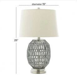 25 in. Grey Cotton Coastal Table Lamp by Litton Lane 15 25 in. Grey Cotton Coastal Table Lamp by Litton Lane -Litton Lane Sales gray litton lane table lamps 040899 76 1000