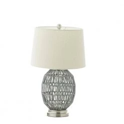 25 in. Grey Cotton Coastal Table Lamp by Litton Lane 12 25 in. Grey Cotton Coastal Table Lamp by Litton Lane -Litton Lane Sales gray litton lane table lamps 040899 77 1000