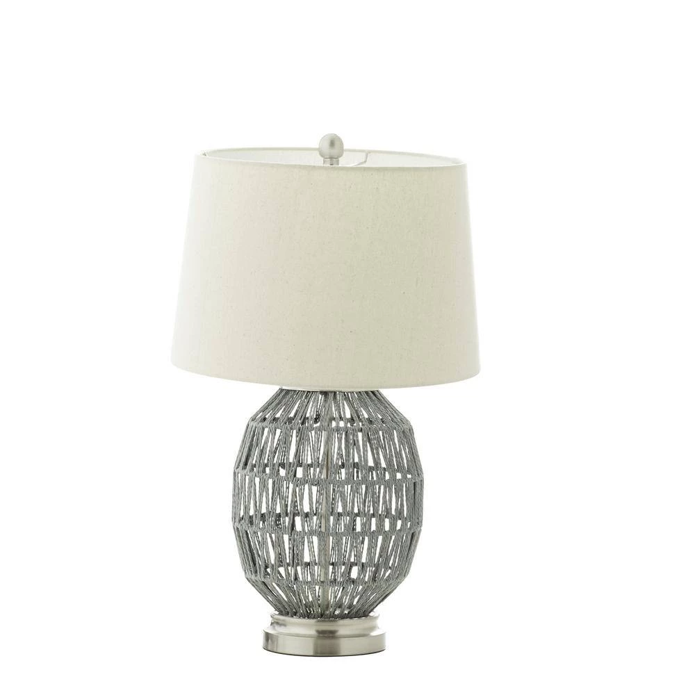 25 in. Grey Cotton Coastal Table Lamp by Litton Lane 6 25 in. Grey Cotton Coastal Table Lamp by Litton Lane - Image 4