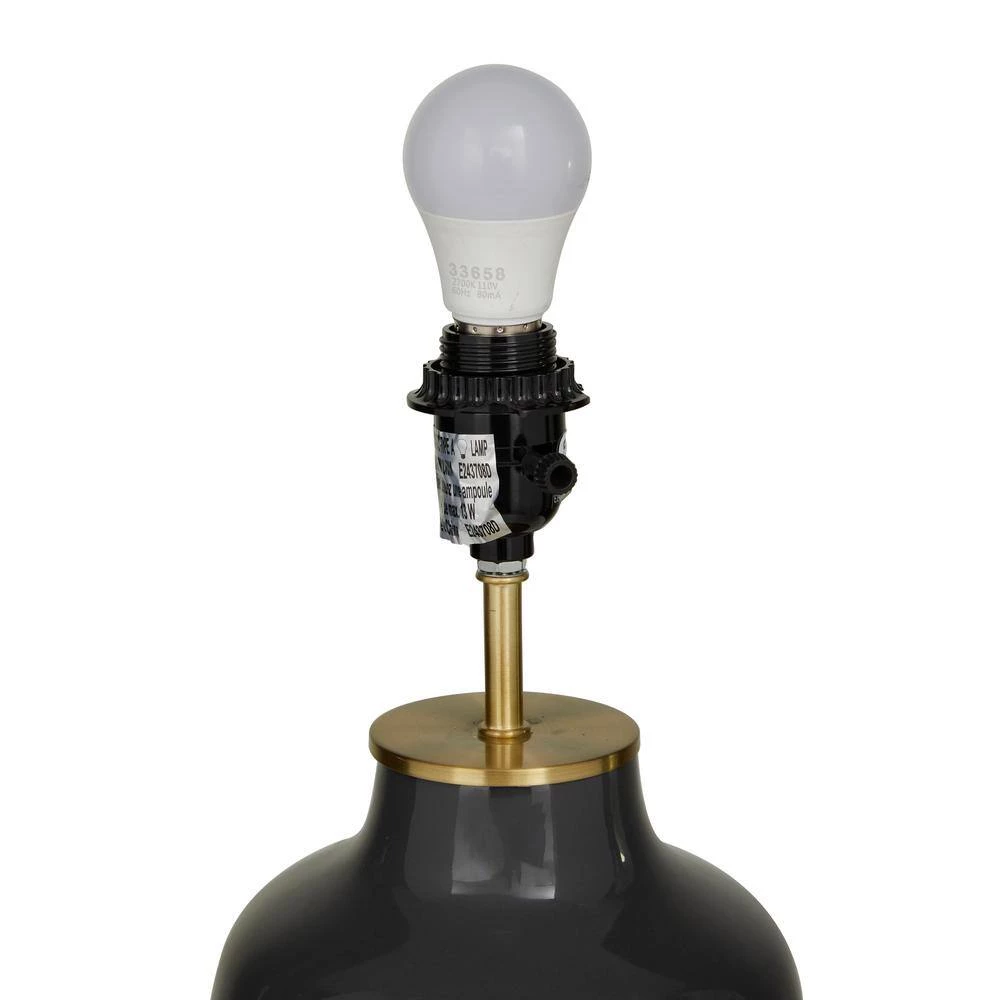 26 in. Grey Stoneware Modern Accent Lamp by Litton Lane 4 26 in. Grey Stoneware Modern Accent Lamp by Litton Lane - Image 2