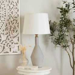 30 in. White Cement Modern Accent Lamp by Litton Lane 17 30 in. White Cement Modern Accent Lamp by Litton Lane -Litton Lane Sales gray litton lane table lamps 042445 31 1000