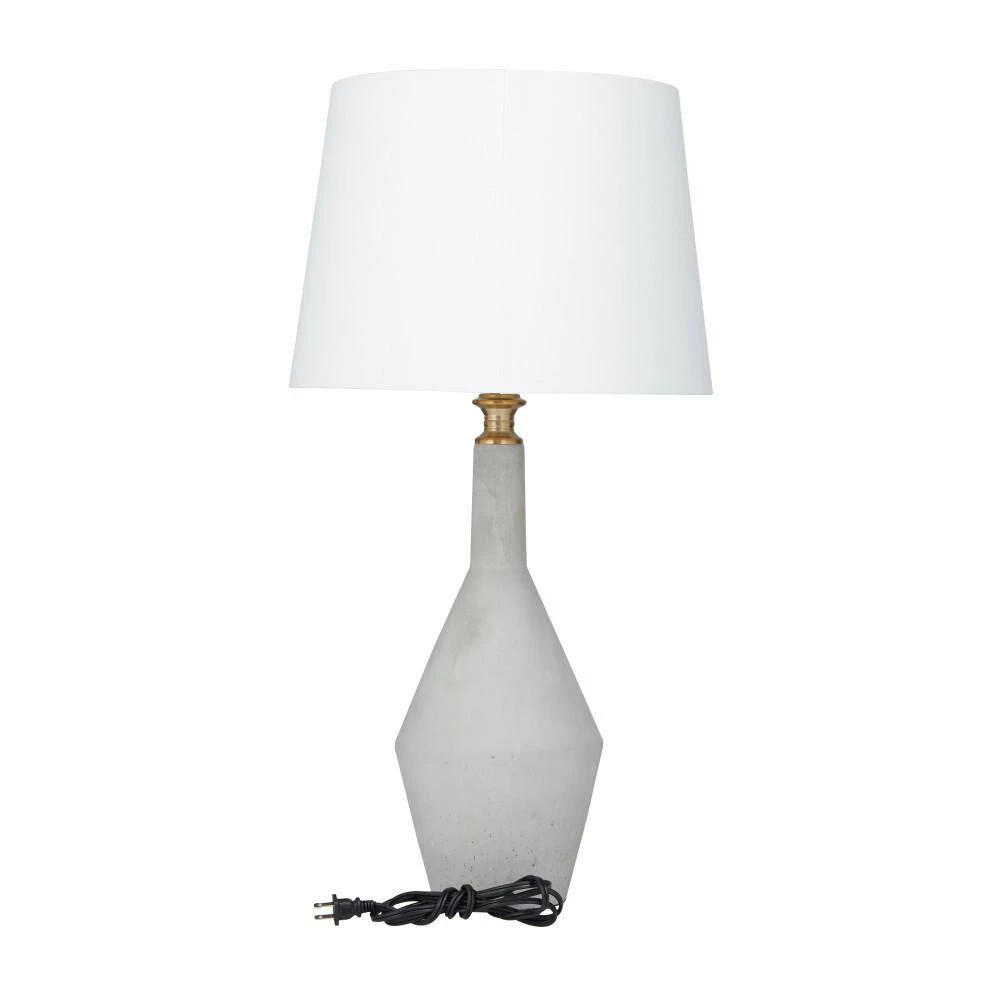 30 in. White Cement Modern Accent Lamp by Litton Lane 5 30 in. White Cement Modern Accent Lamp by Litton Lane - Image 3