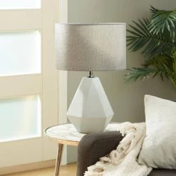 14 in. Light Grey Ceramic Table Lamp by Litton Lane 15 14 in. Light Grey Ceramic Table Lamp by Litton Lane -Litton Lane Sales gray litton lane table lamps 39986 31 1000