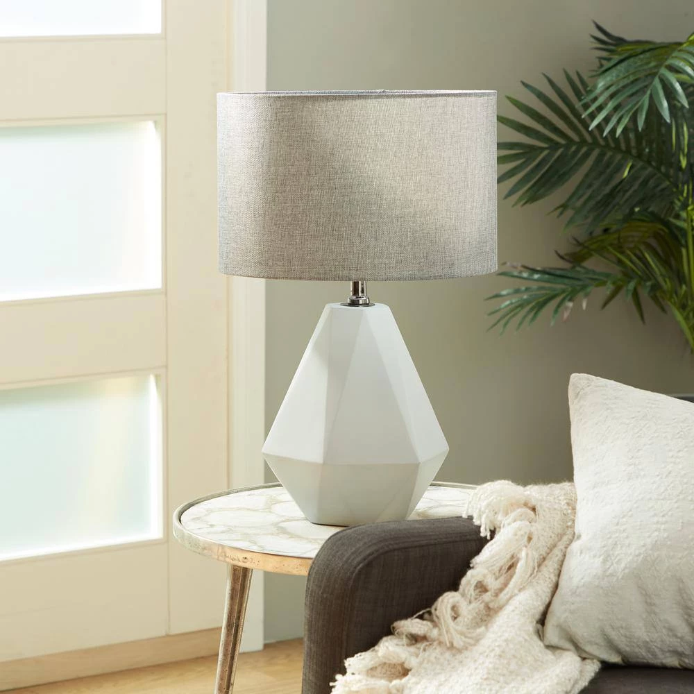 14 in. Light Grey Ceramic Table Lamp by Litton Lane 9 14 in. Light Grey Ceramic Table Lamp by Litton Lane - Image 7
