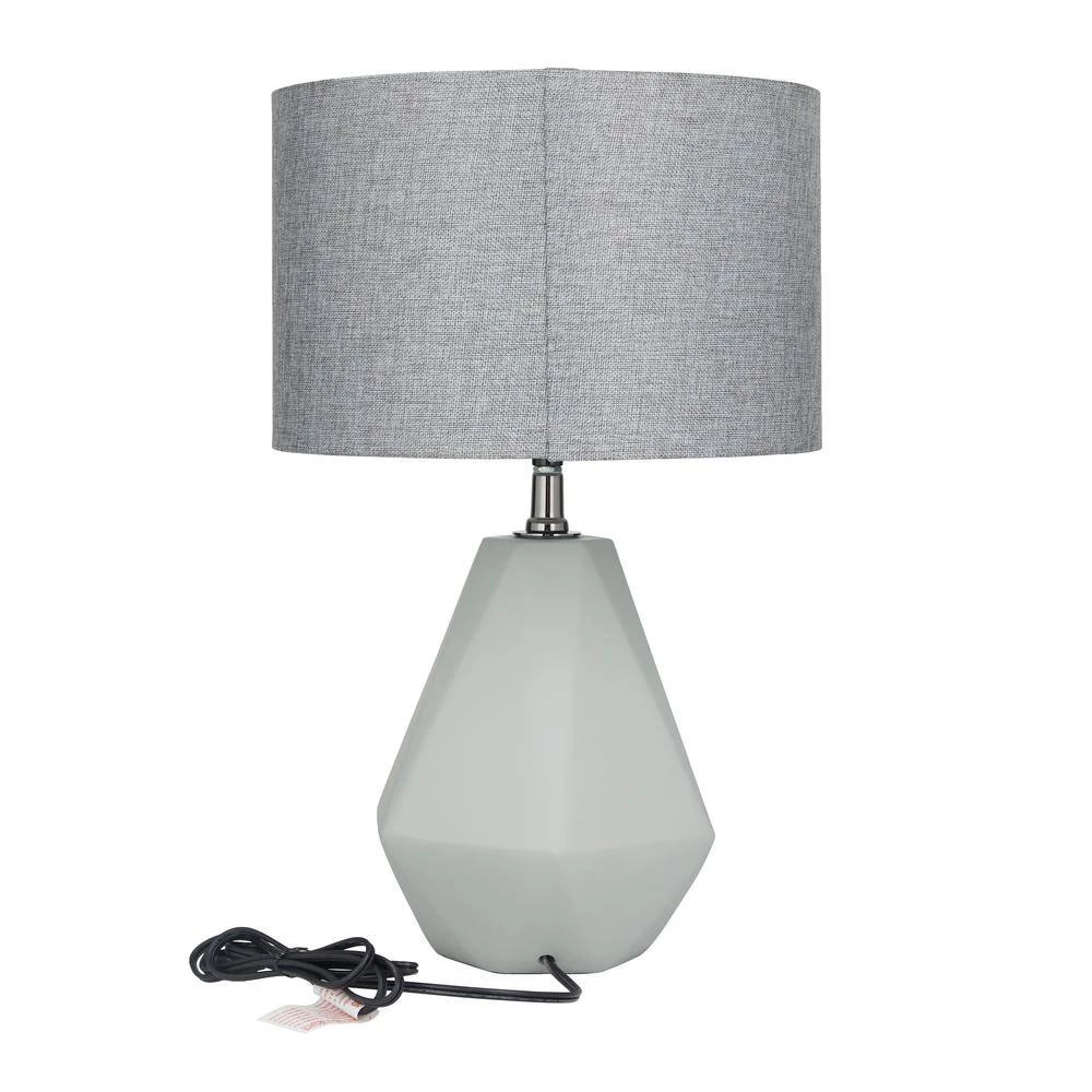 14 in. Light Grey Ceramic Table Lamp by Litton Lane 4 14 in. Light Grey Ceramic Table Lamp by Litton Lane - Image 2
