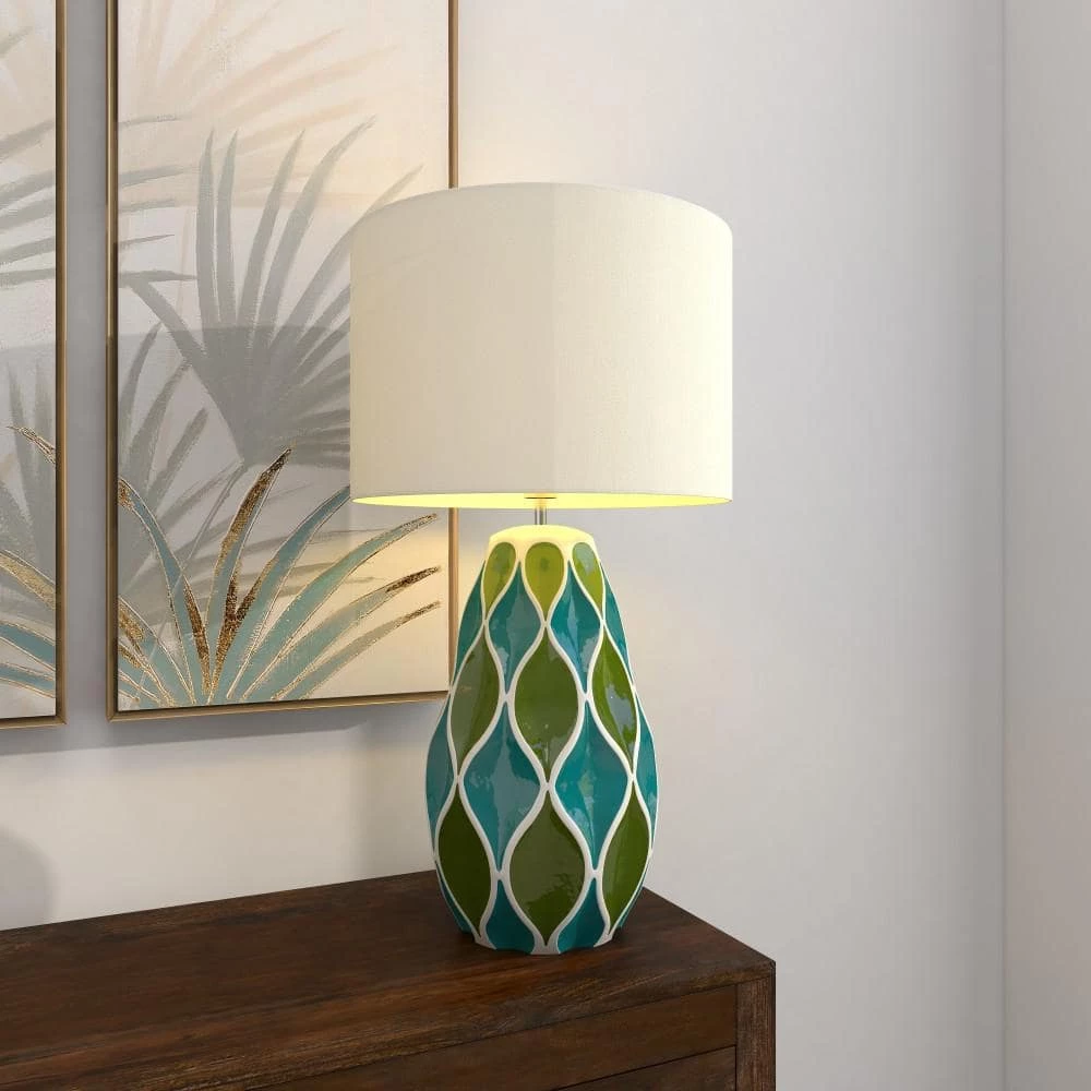 27 in. Green Ceramic Table Lamp by Litton Lane 8 27 in. Green Ceramic Table Lamp by Litton Lane - Image 6