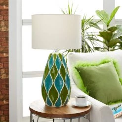 27 in. Green Ceramic Table Lamp by Litton Lane 21 27 in. Green Ceramic Table Lamp by Litton Lane -Litton Lane Sales green litton lane table lamps 60788 31 1000