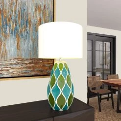 27 in. Green Ceramic Table Lamp by Litton Lane 18 27 in. Green Ceramic Table Lamp by Litton Lane -Litton Lane Sales green litton lane table lamps 60788 44 1000