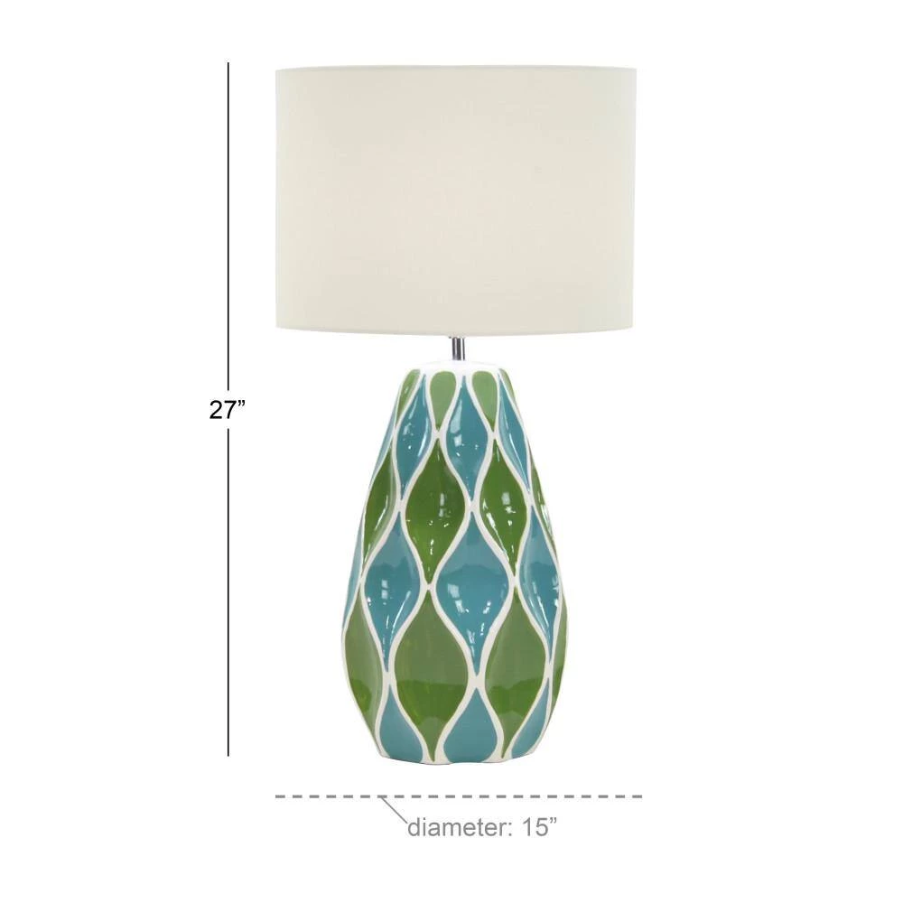 27 in. Green Ceramic Table Lamp by Litton Lane 6 27 in. Green Ceramic Table Lamp by Litton Lane - Image 4
