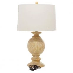 28 in. Beige Coastal Polystone Table Lamp (Set of 2) by Litton Lane -Litton Lane Sales light brown litton lane table lamps 33258 66 1000