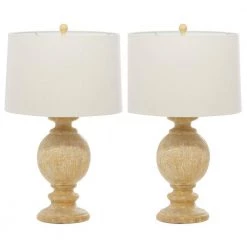 28 in. Beige Coastal Polystone Table Lamp (Set of 2) by Litton Lane -Litton Lane Sales light brown litton lane table lamps 33258 fa 1000