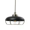 Presley 1-Light Brushed Nickel and Matte Black Caged Metal Pendant Light by Robert Stevenson Lighting -Litton Lane Sales matte black brushed nickel robert stevenson lighting chandeliers ec1345 64 1000