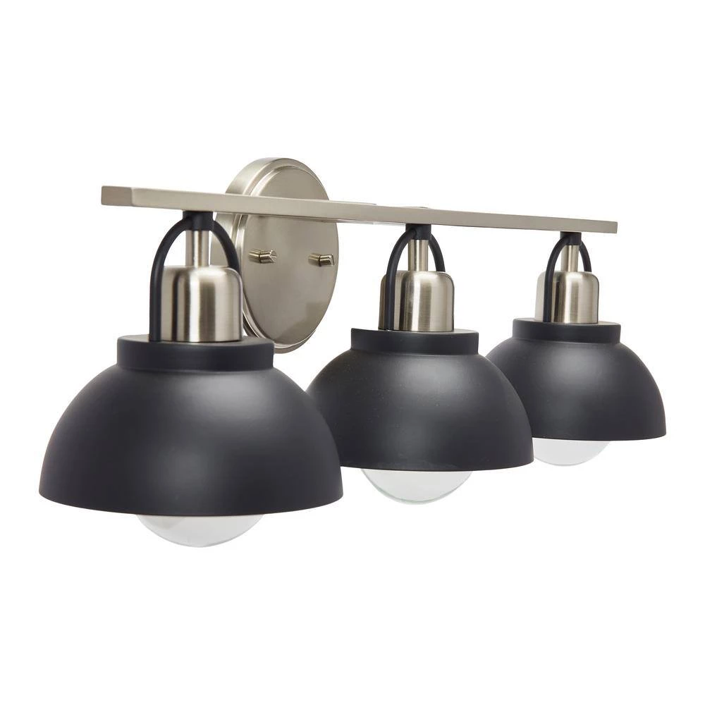 Walsh - 3-Light Matte Black and Brushed Nickel Metal Vanity Light with Shades by Robert Stevenson Lighting 7 Walsh - 3-Light Matte Black and Brushed Nickel Metal Vanity Light with Shades by Robert Stevenson Lighting - Image 5