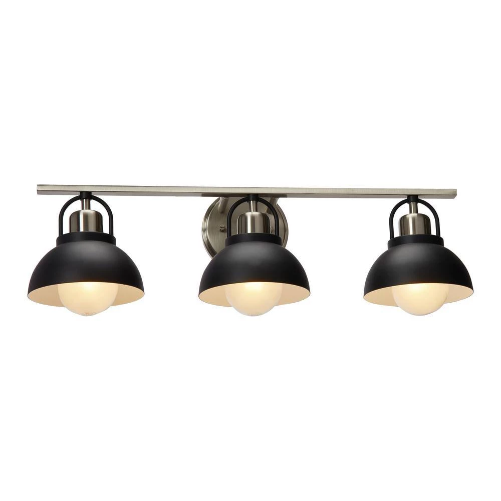 Walsh - 3-Light Matte Black and Brushed Nickel Metal Vanity Light with Shades by Robert Stevenson Lighting 5 Walsh - 3-Light Matte Black and Brushed Nickel Metal Vanity Light with Shades by Robert Stevenson Lighting - Image 3