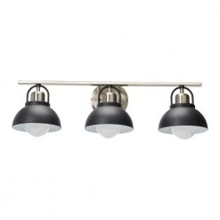 Walsh - 3-Light Matte Black and Brushed Nickel Metal Vanity Light with Shades by Robert Stevenson Lighting