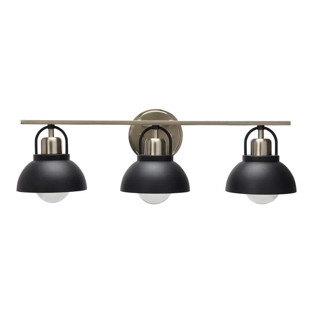 Walsh - 3-Light Matte Black and Brushed Nickel Metal Vanity Light with Shades by Robert Stevenson Lighting 4 Walsh - 3-Light Matte Black and Brushed Nickel Metal Vanity Light with Shades by Robert Stevenson Lighting - Image 2