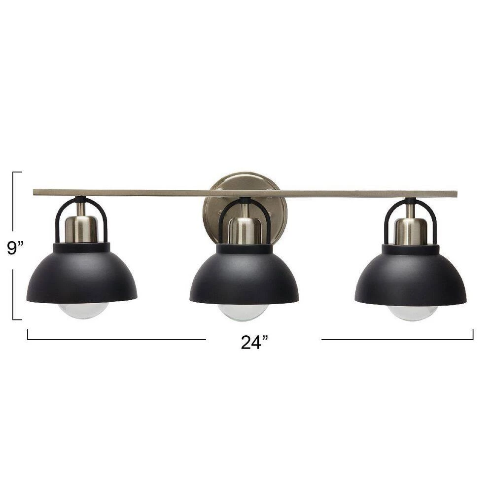 Walsh - 3-Light Matte Black and Brushed Nickel Metal Vanity Light with Shades by Robert Stevenson Lighting 8 Walsh - 3-Light Matte Black and Brushed Nickel Metal Vanity Light with Shades by Robert Stevenson Lighting - Image 6