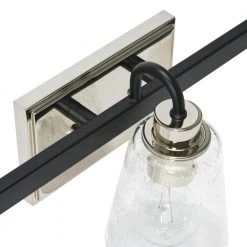 Jameson - 22 in. 3-Light Matte Black and Polished Nickel Vanity Light Metal Seedy Glass by Robert Stevenson Lighting -Litton Lane Sales matte black polished nickel robert stevenson lighting vanity lighting ec1174c fa 1000