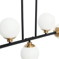Lorne - 5-Light Black Matte Chandelier Metal and Frosted Glass Globe with Brushed Gold Accent by Robert Stevenson Lighting 11 Lorne - 5-Light Black Matte Chandelier Metal and Frosted Glass Globe with Brushed Gold Accent by Robert Stevenson Lighting -Litton Lane Sales matte black robert stevenson lighting chandeliers ec1127b 1f 1000