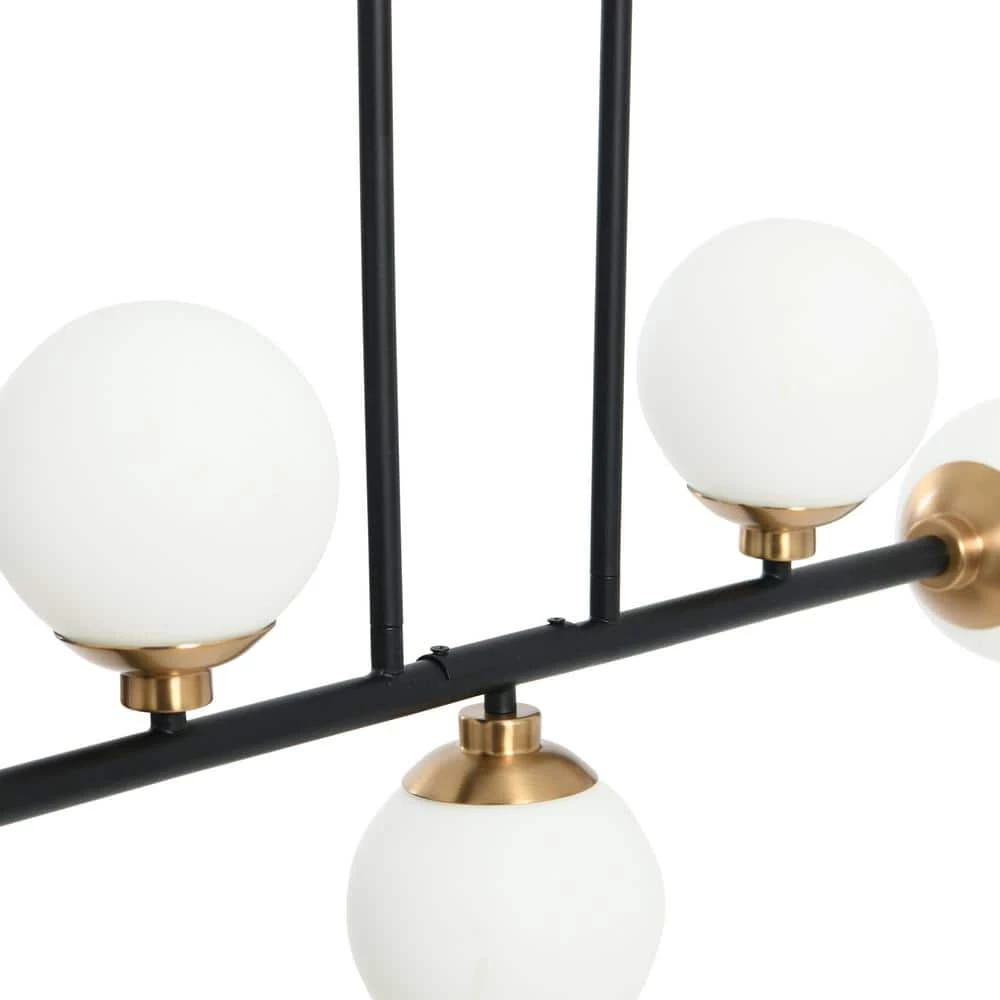 Lorne - 5-Light Black Matte Chandelier Metal and Frosted Glass Globe with Brushed Gold Accent by Robert Stevenson Lighting 6 Lorne - 5-Light Black Matte Chandelier Metal and Frosted Glass Globe with Brushed Gold Accent by Robert Stevenson Lighting - Image 4