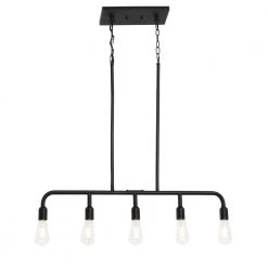 Benson - 5-Light Matte Black Chandelier Frosted Glass and Metal by Robert Stevenson Lighting -Litton Lane Sales matte black robert stevenson lighting chandeliers ec1137b 4f 1000