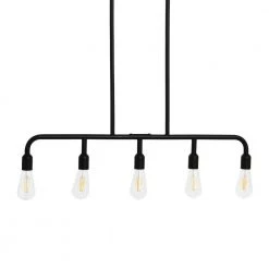 Benson - 5-Light Matte Black Chandelier Frosted Glass and Metal by Robert Stevenson Lighting