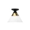Theo - 1-Light Matte Black and Brushed Bronze Metal, Conical Glass Flush Mount Ceiling Light by Robert Stevenson Lighting -Litton Lane Sales matte black robert stevenson lighting flush mount lights ec1349 64 1000