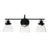 Avalon - 23 in. 3-Light Black Metal and Seedy Glass Vanity Light by Robert Stevenson Lighting 2 Avalon - 23 in. 3-Light Black Metal and Seedy Glass Vanity Light by Robert Stevenson Lighting -Litton Lane Sales matte black robert stevenson lighting vanity lighting ec1178c 64 1000