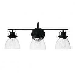 Avalon - 23 in. 3-Light Black Metal and Seedy Glass Vanity Light by Robert Stevenson Lighting