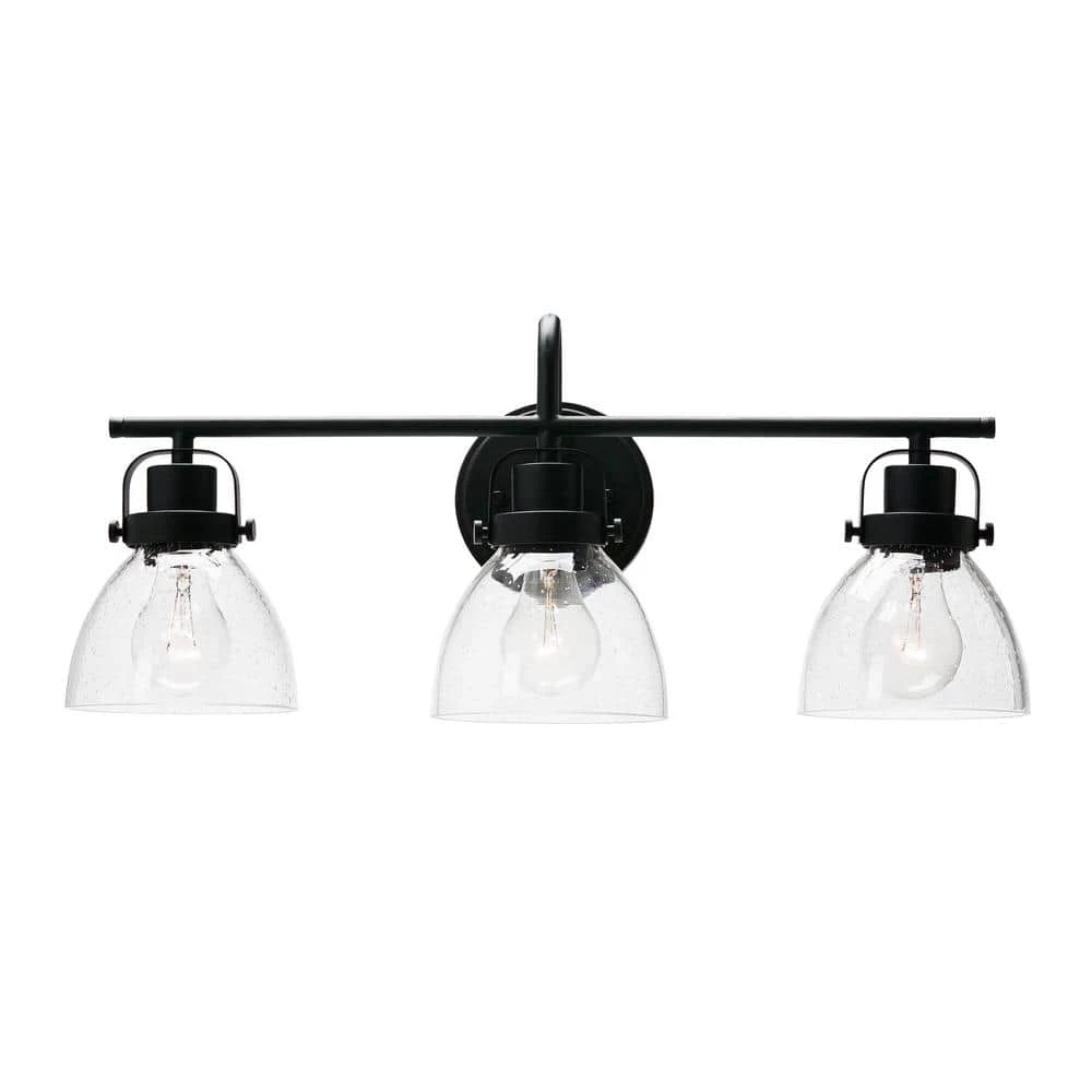 Avalon - 23 in. 3-Light Black Metal and Seedy Glass Vanity Light by Robert Stevenson Lighting 3 Avalon - 23 in. 3-Light Black Metal and Seedy Glass Vanity Light by Robert Stevenson Lighting