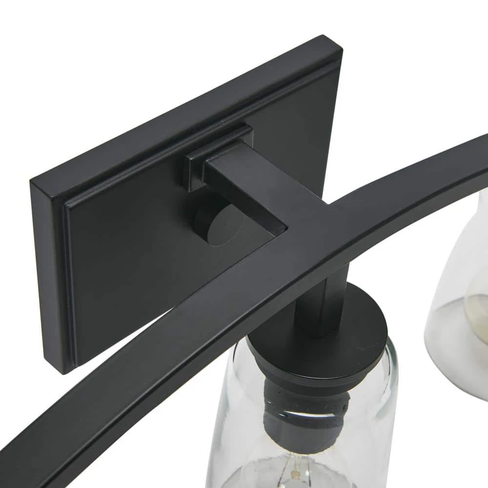 Laguna - 3-Light Matte Black Metal and Glass Vanity Light by Robert Stevenson Lighting 6 Laguna - 3-Light Matte Black Metal and Glass Vanity Light by Robert Stevenson Lighting - Image 4