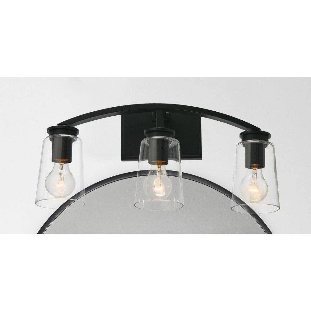 Laguna - 3-Light Matte Black Metal and Glass Vanity Light by Robert Stevenson Lighting 9 Laguna - 3-Light Matte Black Metal and Glass Vanity Light by Robert Stevenson Lighting - Image 7