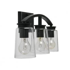 Laguna - 3-Light Matte Black Metal and Glass Vanity Light by Robert Stevenson Lighting 11 Laguna - 3-Light Matte Black Metal and Glass Vanity Light by Robert Stevenson Lighting -Litton Lane Sales matte black robert stevenson lighting vanity lighting ec1181c 4f 1000