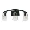 Laguna - 3-Light Matte Black Metal and Glass Vanity Light by Robert Stevenson Lighting -Litton Lane Sales matte black robert stevenson lighting vanity lighting ec1181c 64 1000