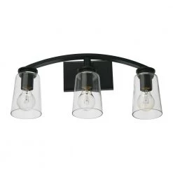 Laguna - 3-Light Matte Black Metal and Glass Vanity Light by Robert Stevenson Lighting